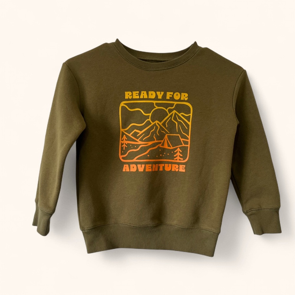 Boys Small Size 6 Jumping Beans Soft Fleece Olive Green Ombré Sweatshirt